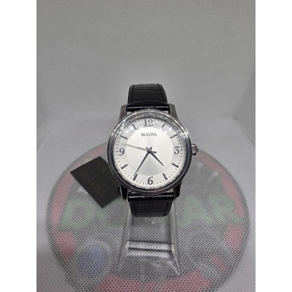 BULOVA WATCHES Men's Corporate Collection Black Leather Strap Watch